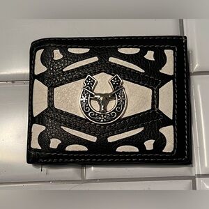 Stylish Black and White Wallet with Silver Accent